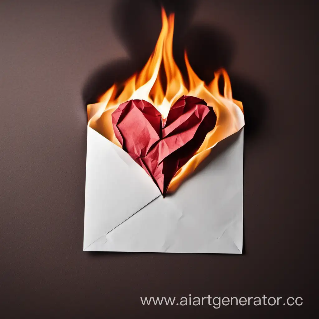 горящая бумажная валентинка в форме сердца