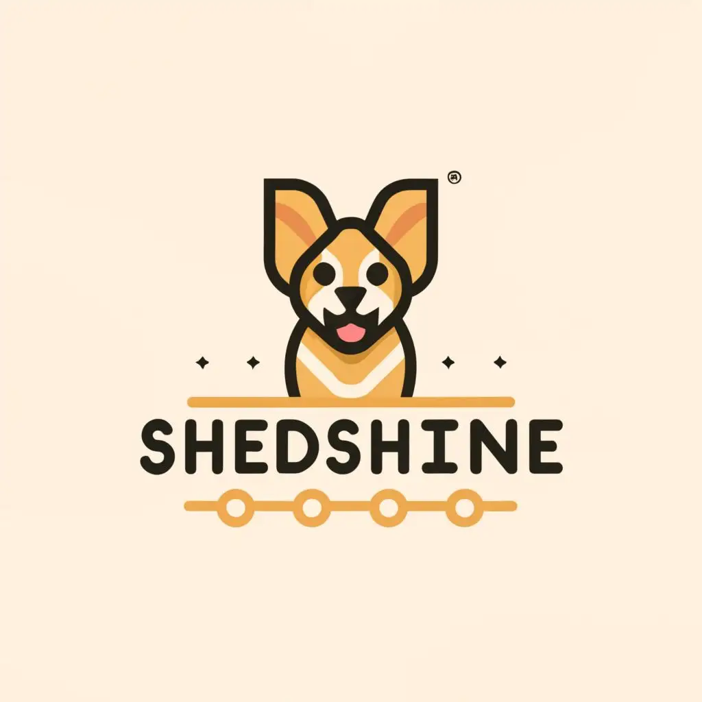 a logo design,with the text "shedshine", main symbol:clear,dog,happy,Moderate,clear background