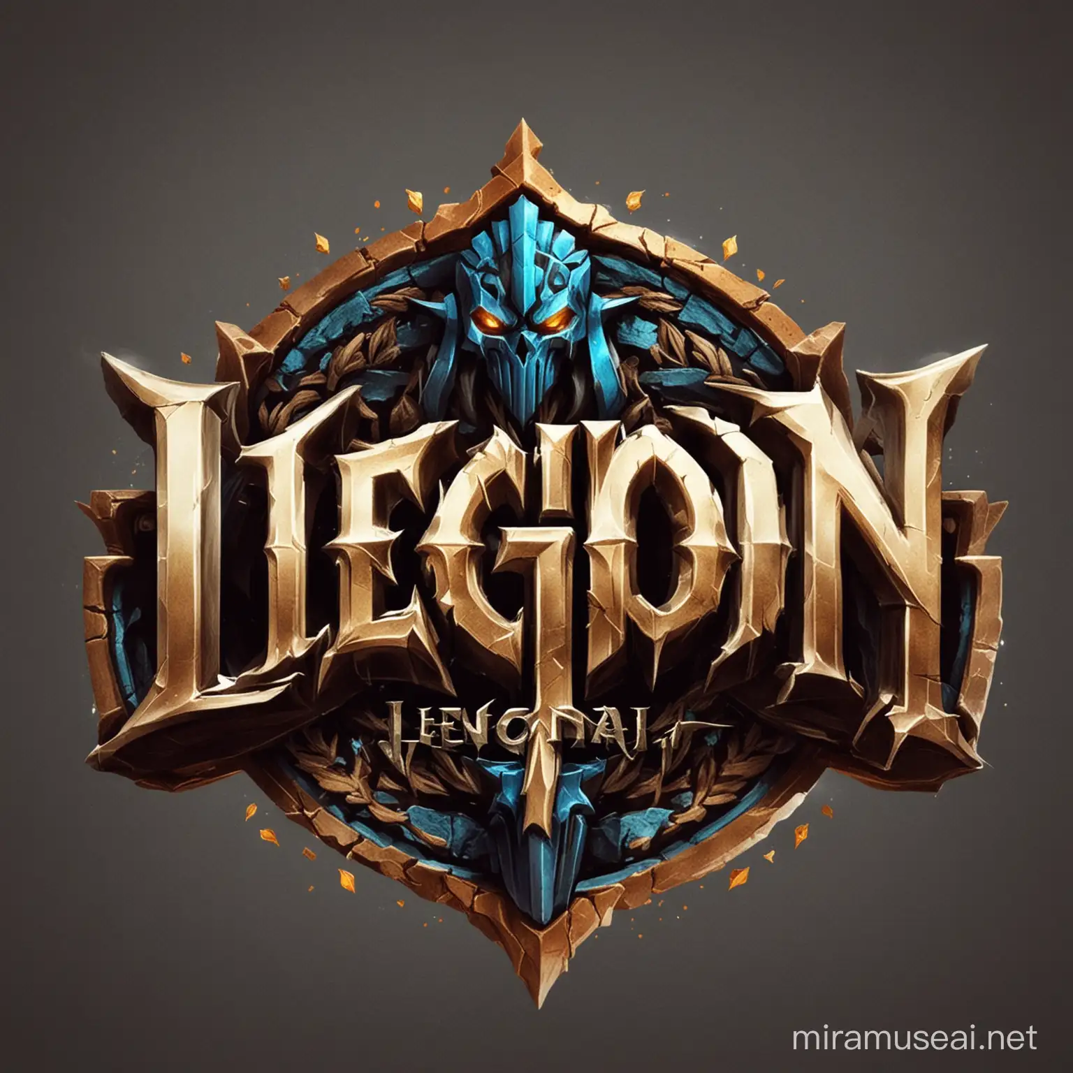 "Design a captivating logo for our MMORPG server 'Legion', embodying strength, unity, and abundance. Drawing from words like multitude, army, and cohort, craft a striking design that reflects the power and unity of our community. Please ensure the logo is transparent with no background and incorporate the following colors: #104b53, #d99b5e, #fad9b8."