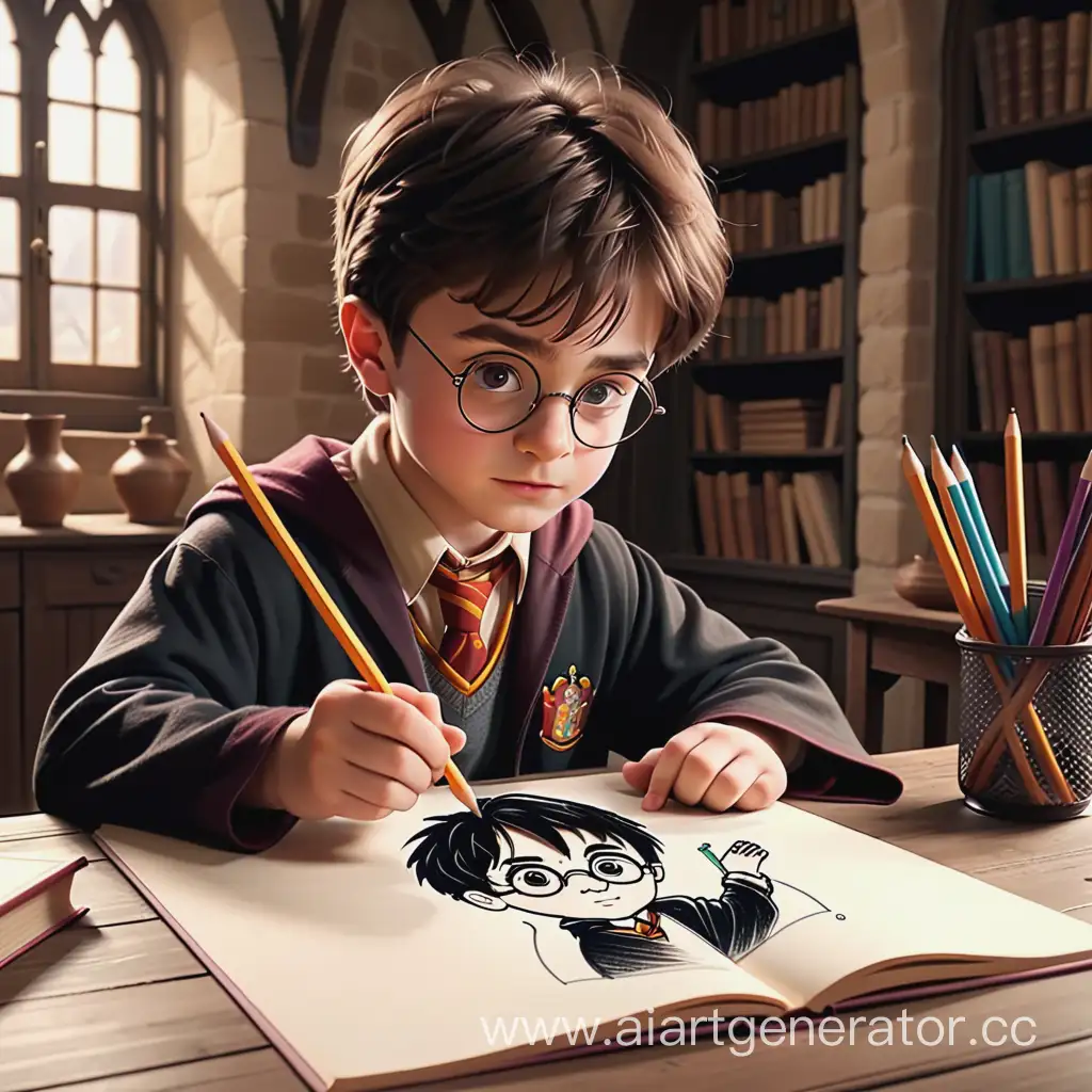 Harry-Potter-Drawing-with-a-Pencil-Whimsical-Animated-Scene