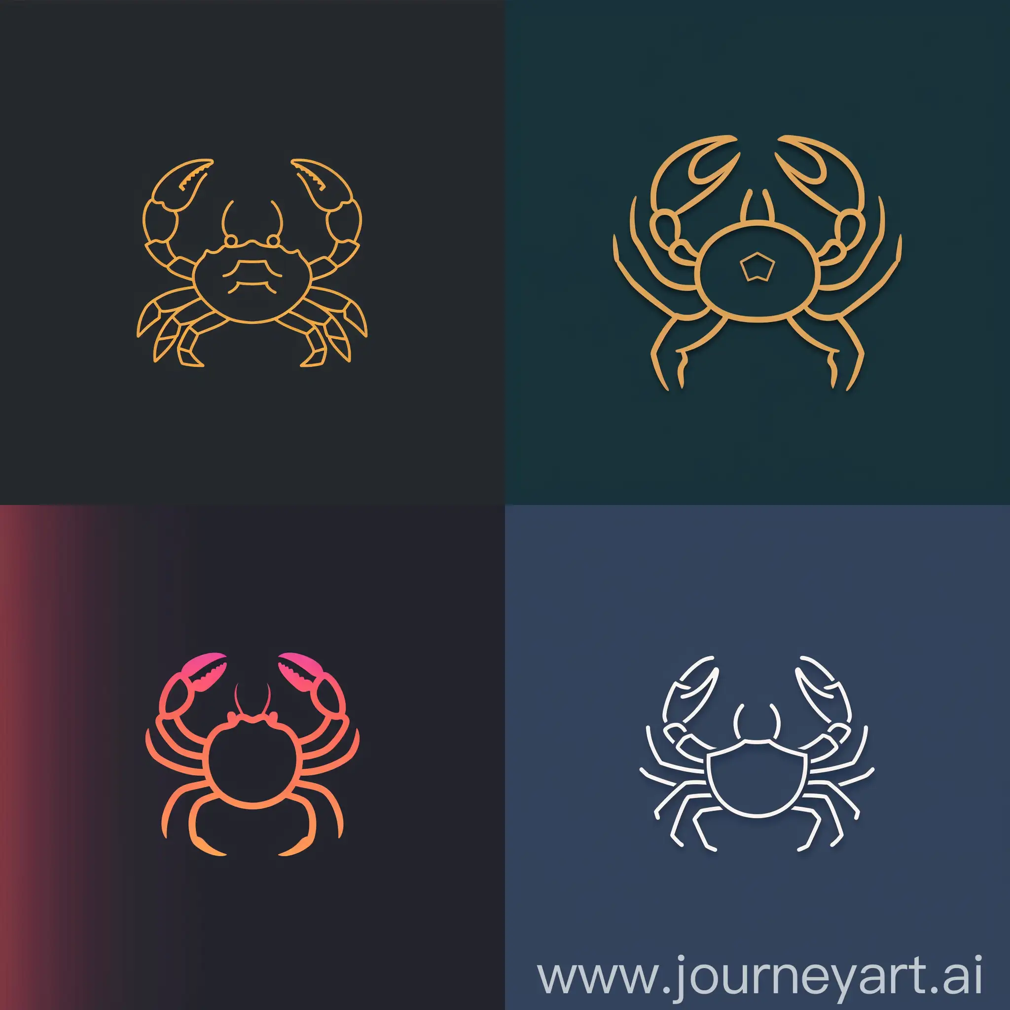 /imagine crab, outline, logo, minimalism, flat style, 3 colors