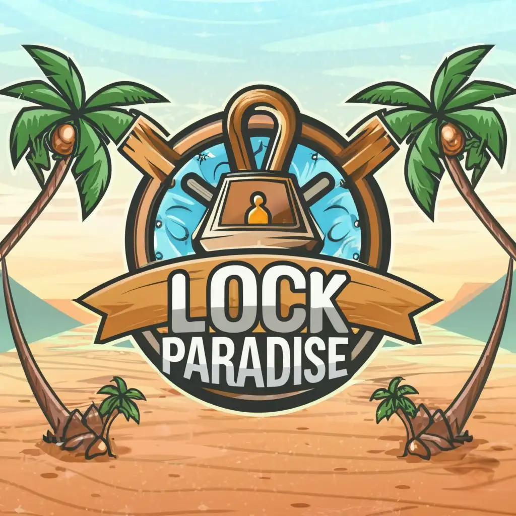 a logo design,with the text "Lock Paradise", main symbol: high limit , island , gambling,Moderate,clear background