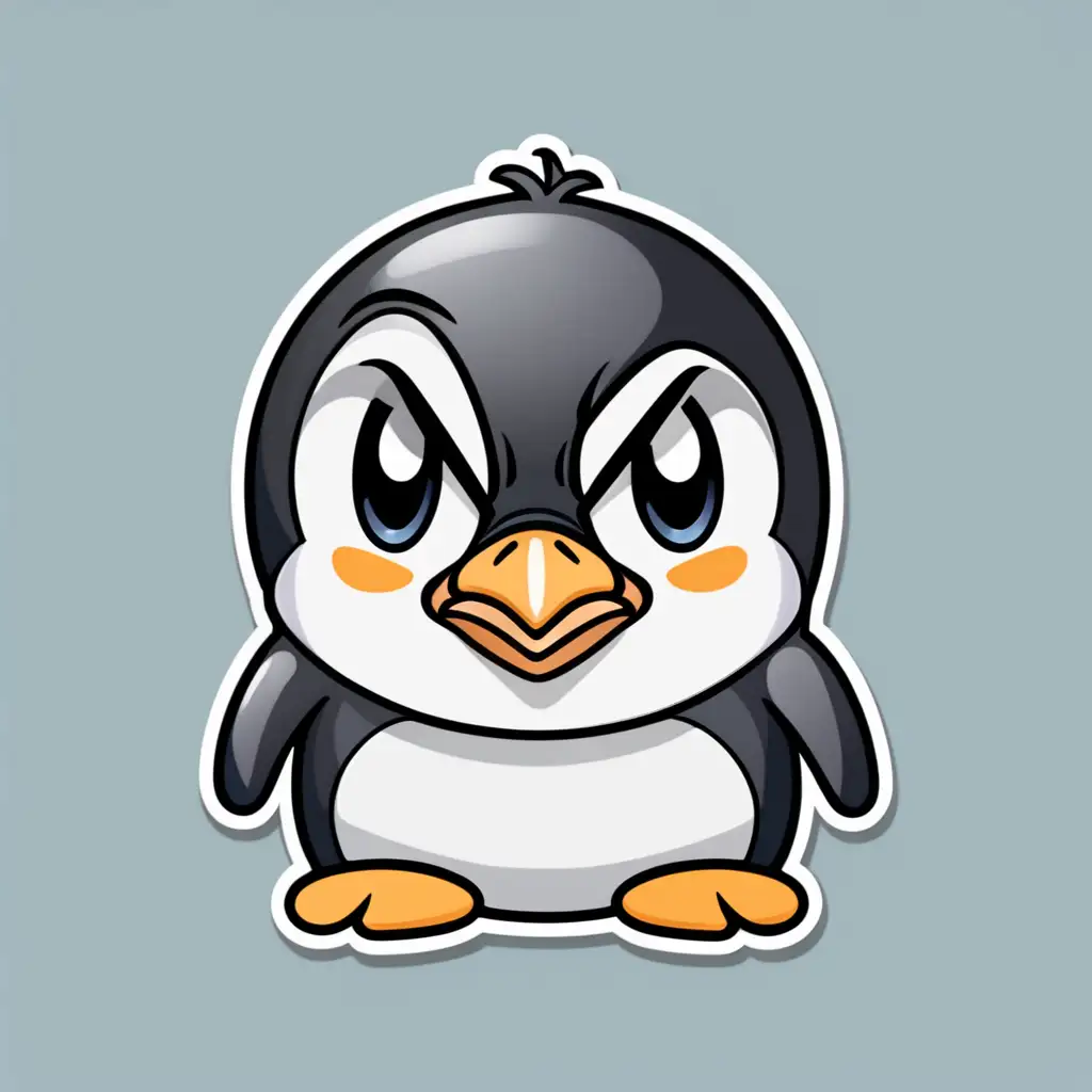 Create an image with The character  penguin with angry face for telegram sticker, it should be simple and common graphic quality without shadows
