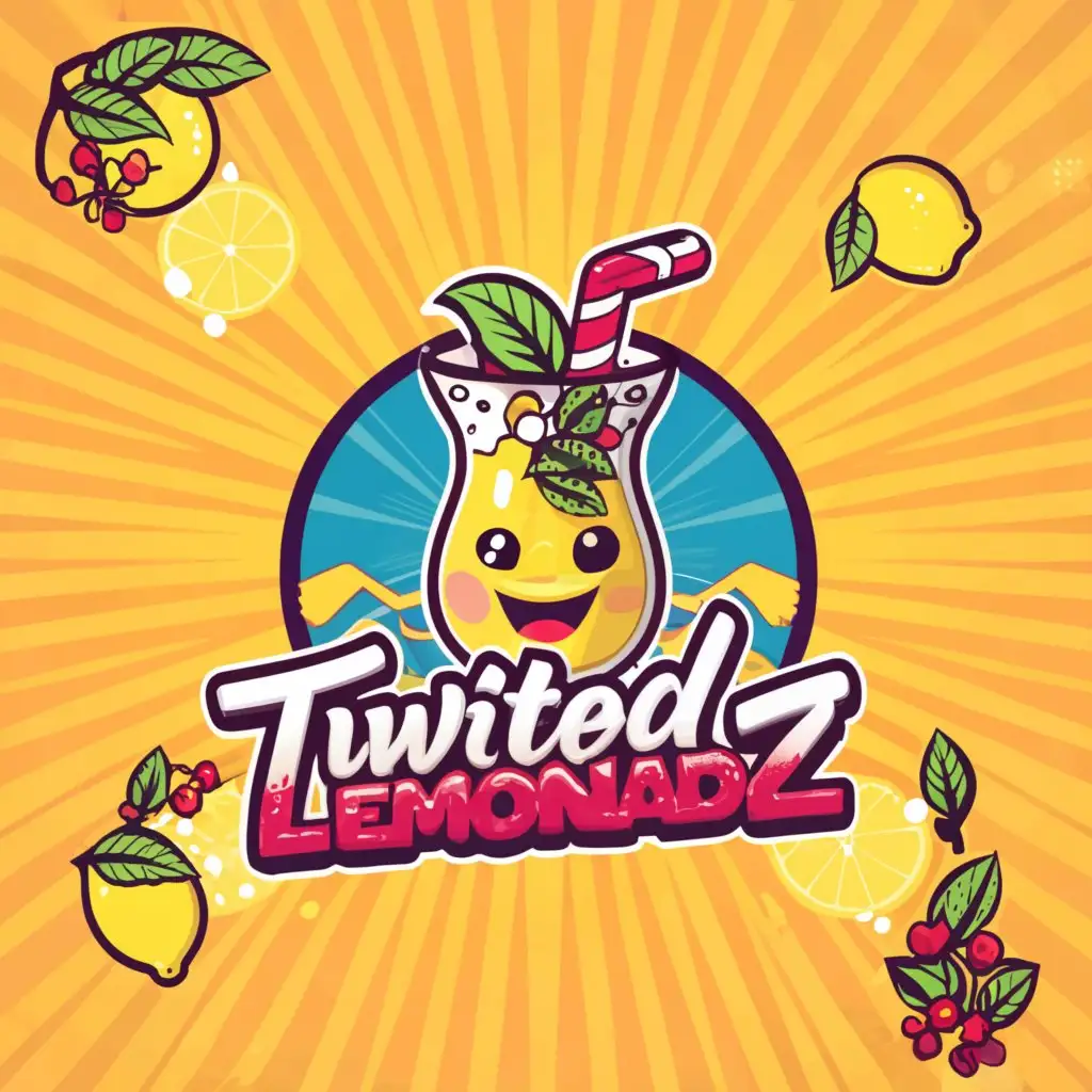 a logo design,with the text "Twizted Lemonadez", main symbol:lemonade, kids, fruit,complex,be used in Restaurant industry,clear background