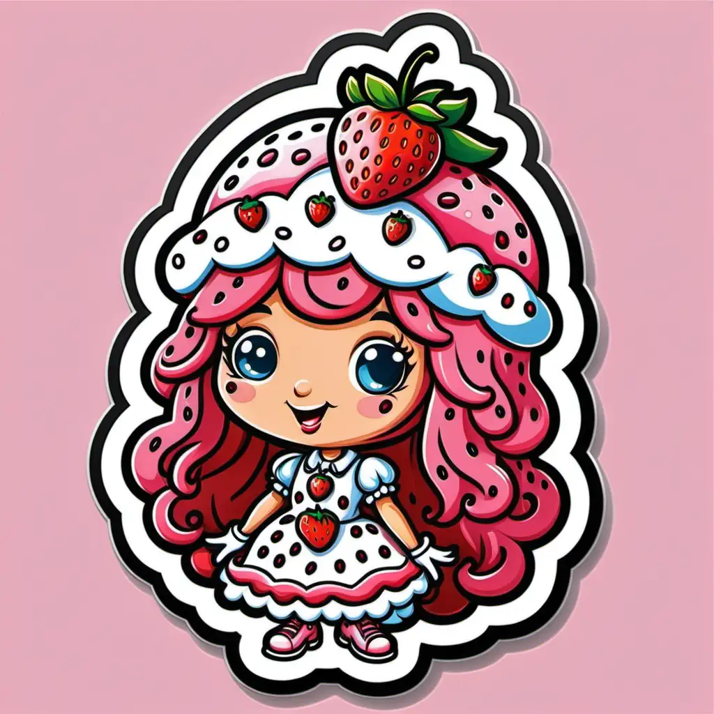 Delightful Valentine Strawberry Shortcake Sticker with Sprinkles