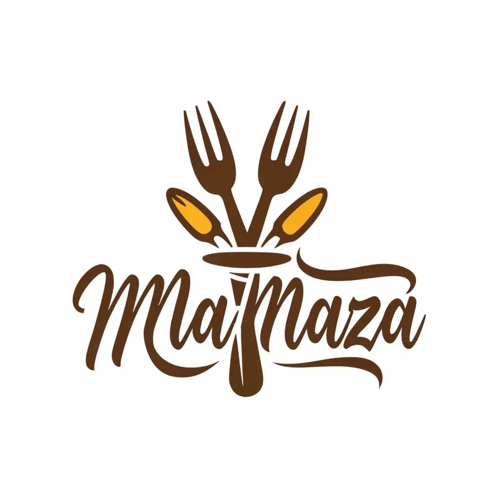 logo, sharing food, with the text "mazmaza", typography, be used in Restaurant industry