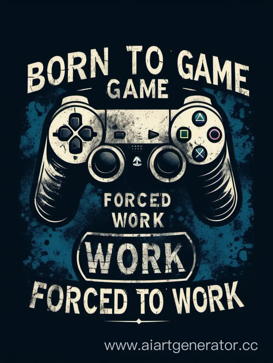 Vintage-Gaming-TShirt-Design-with-Distressed-Textures-and-Remote-Playstation