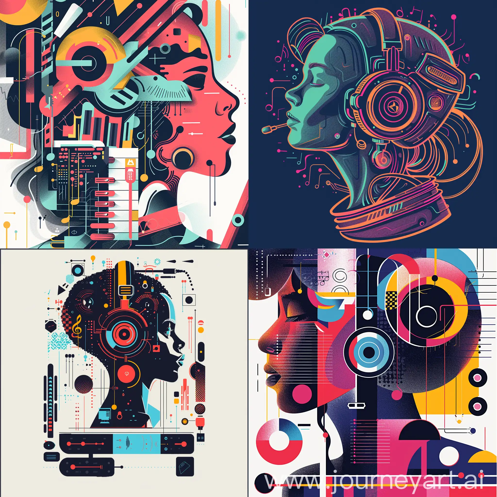 create a vector design on the topic "How Generative AI is Revolutionising the Music Industry" to be used in a blog post