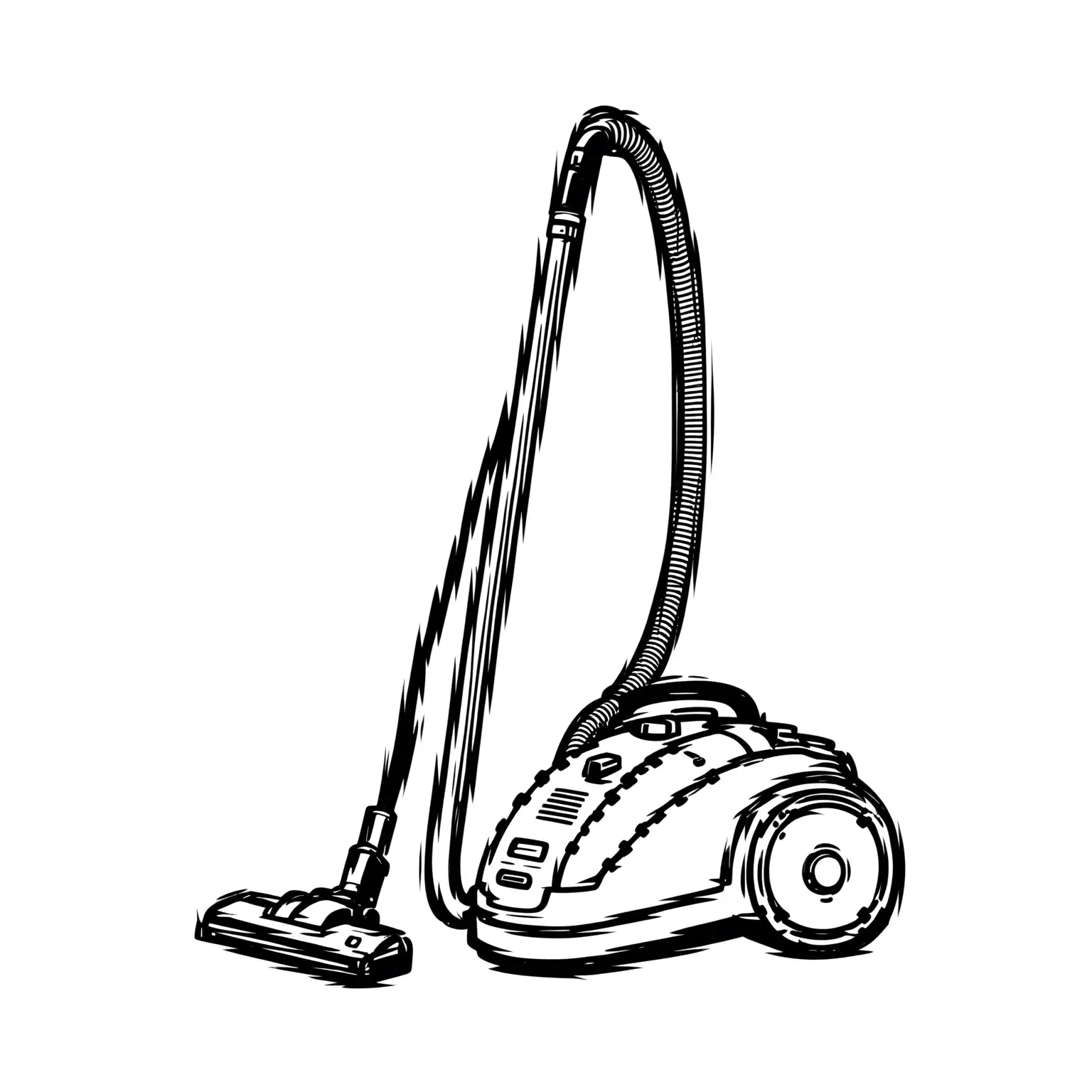 Monochrome Vacuum Cleaner Illustration on White Background