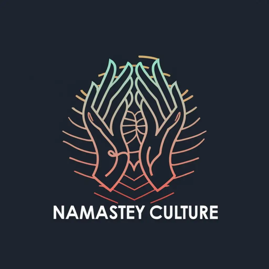 logo, folded hands, with the text "Namastey Culture", typography