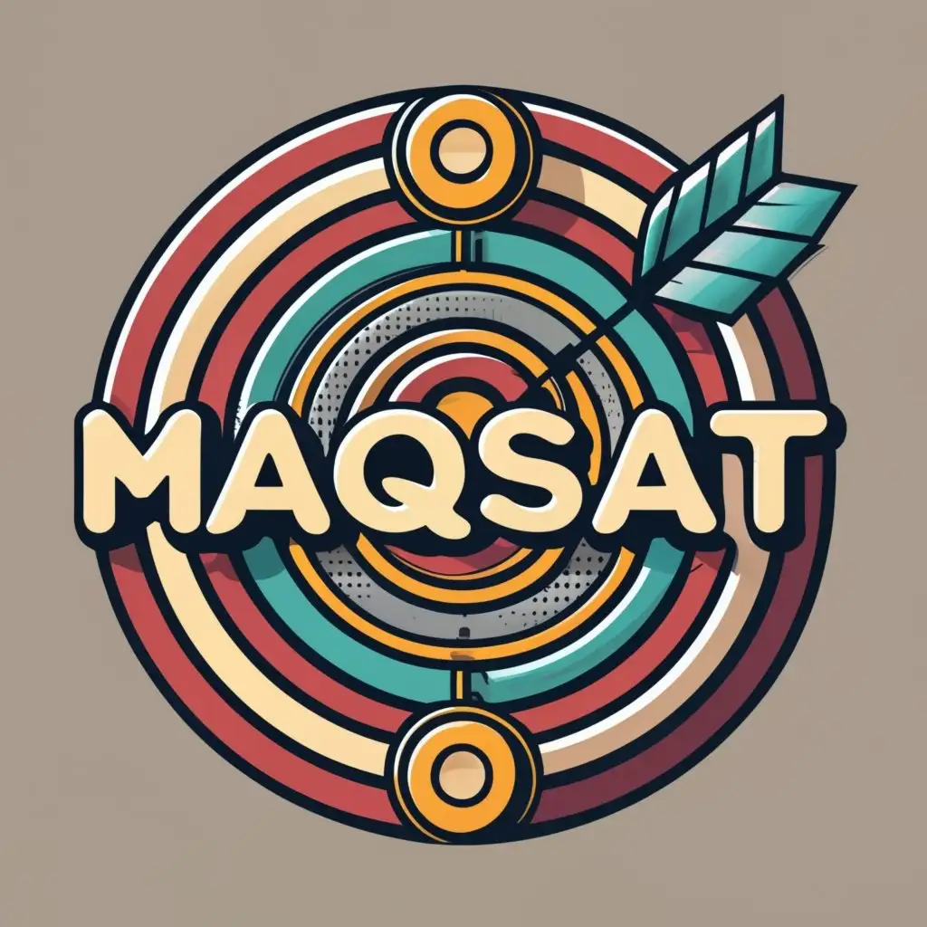 logo, Purpose, target, word in center, with the text "MAQSAT", typography, be used in Education industry