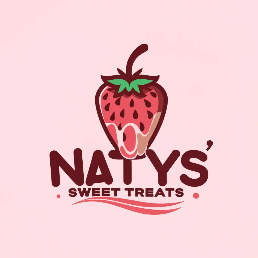 a logo design,with the text "Natys' Sweet Treats", main symbol:chocolate. strawberries, pink, sweer,Moderate,be used in Retail industry,clear background
