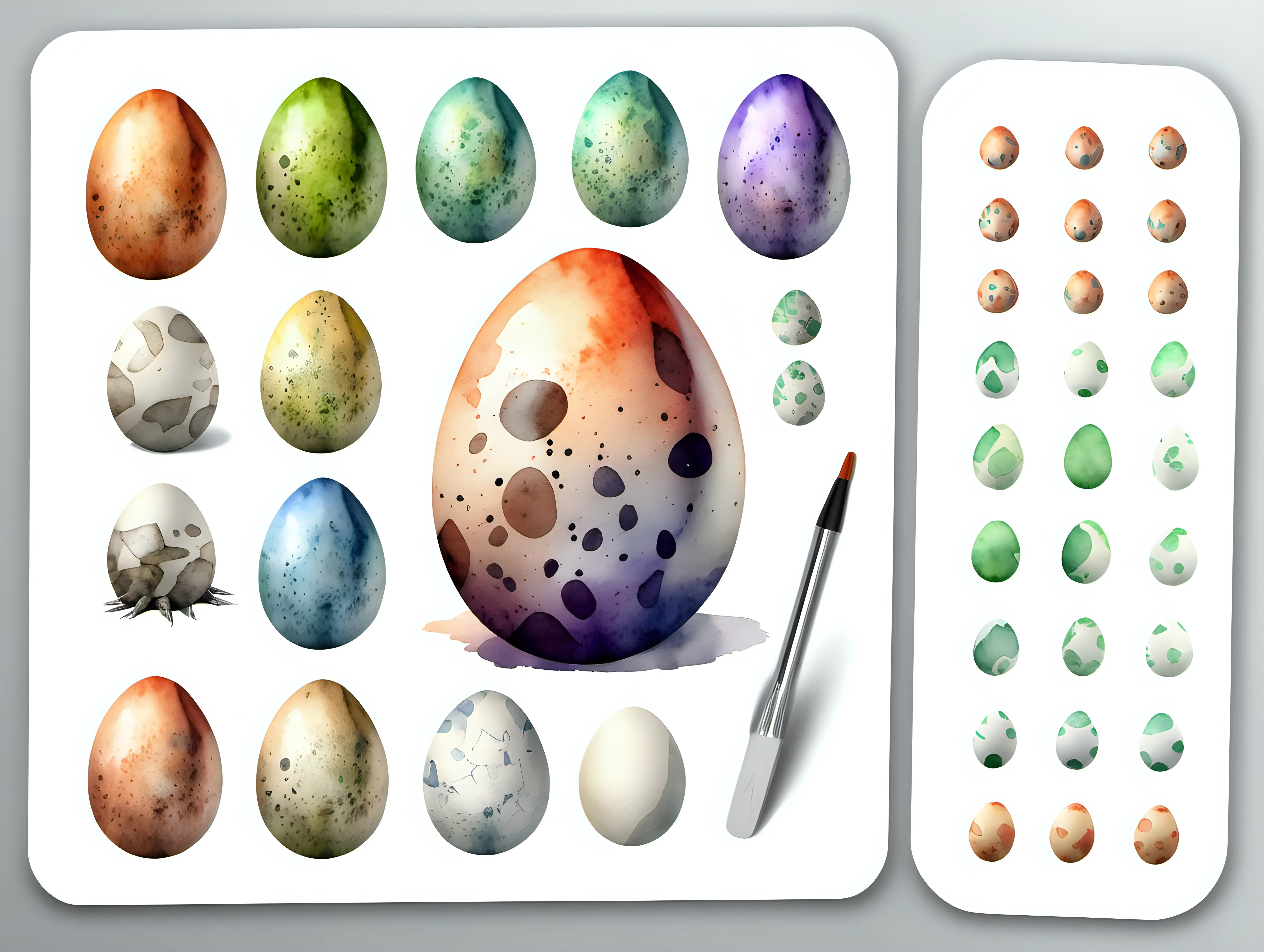 Realistic Dinosaur Egg Watercolor Illustration Stickers