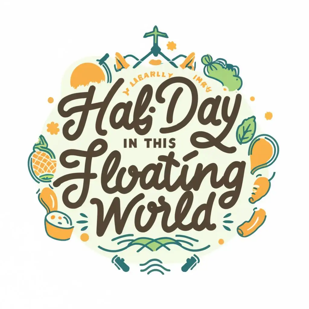 logo, Healthy food, leisurely time, no pressure, with the text "Half a Day in This Floating World", typography, be used in Travel industry