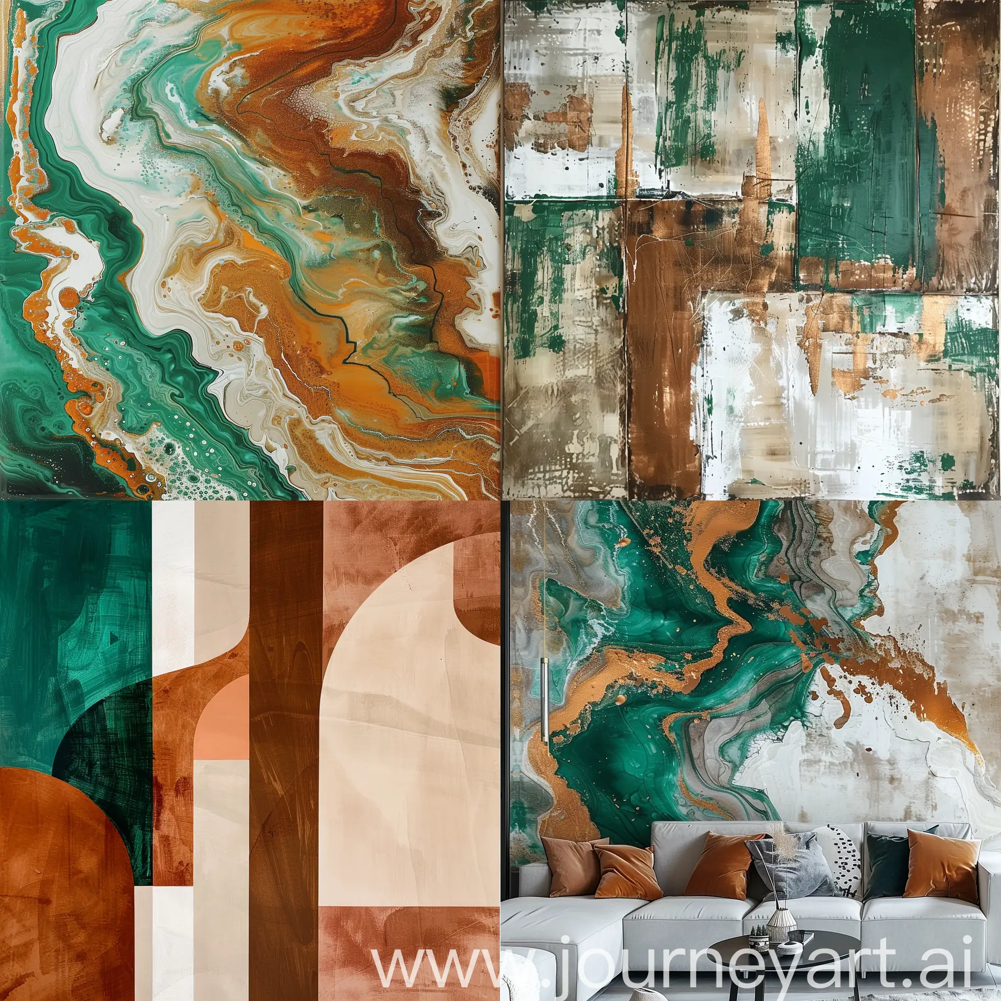Emerald-Brown-Beige-and-White-Abstract-Wall-Painting