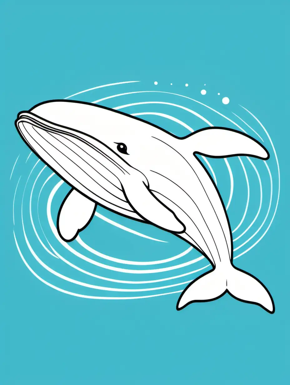 Whale Coloring Page for Kids Simple Line Art Design with Transparent Cutouts