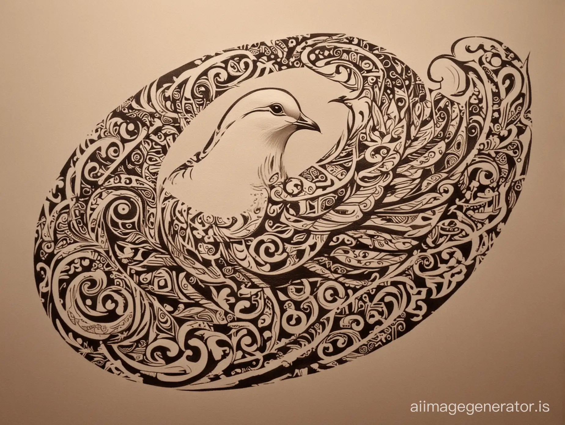 Majestic-Dove-with-Traditional-Maori-Tattoo-Design