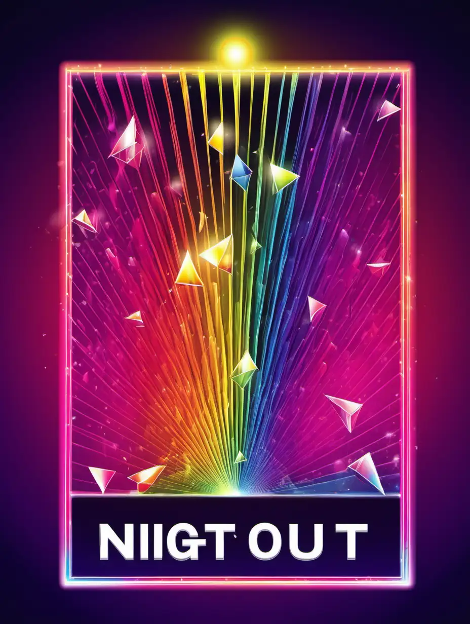 poster in form of prisms and spectrum lights night out get together