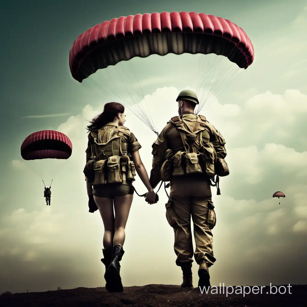 Paratrooper and woman, a beautiful couple
