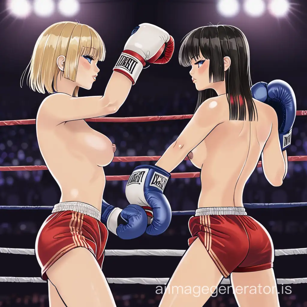 Intense Topless Boxing Match Athletic Competitors in Fierce Battle | AI  Image Generator