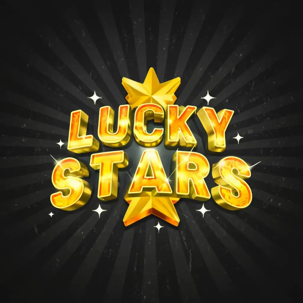 a logo design,with the text "Lucky Stars", main symbol:Dark yellow star,Moderate,be used in Entertainment industry,clear background
