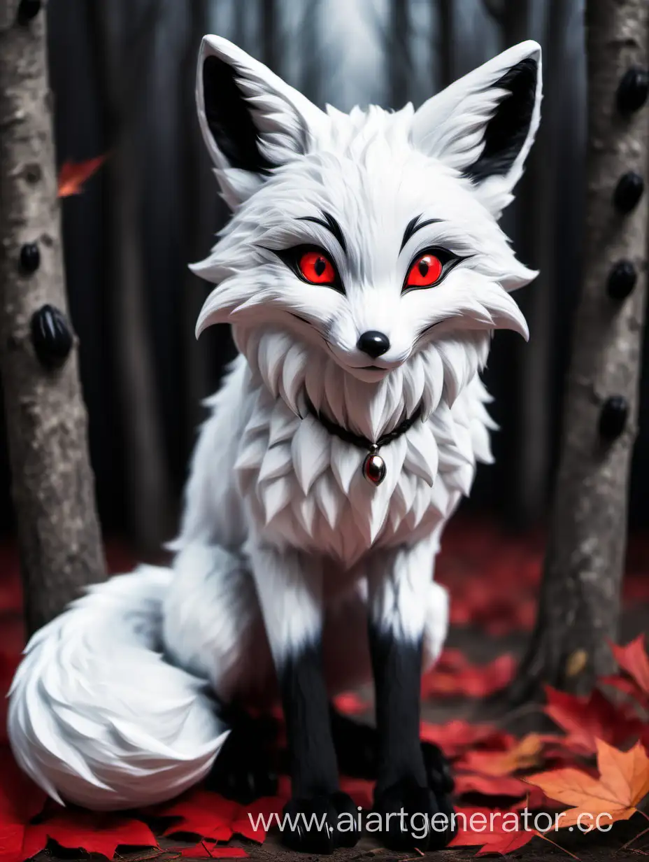 Charming-White-Fox-with-Black-Paws-Ears-Tail-and-Mysterious-Red-Eyes-Smiling
