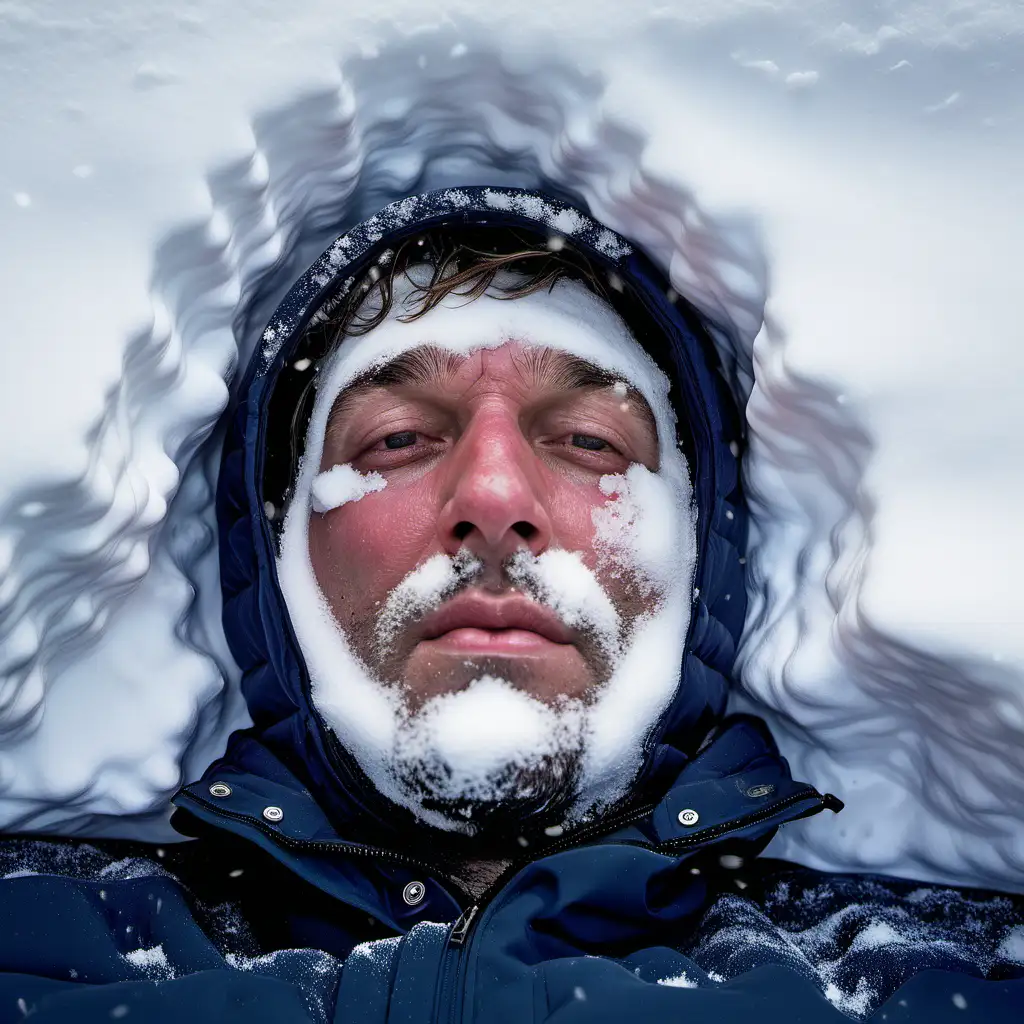  man buried in the snow with just his face visibleme, winter, snowstorm, blizzard, face coverd in snow