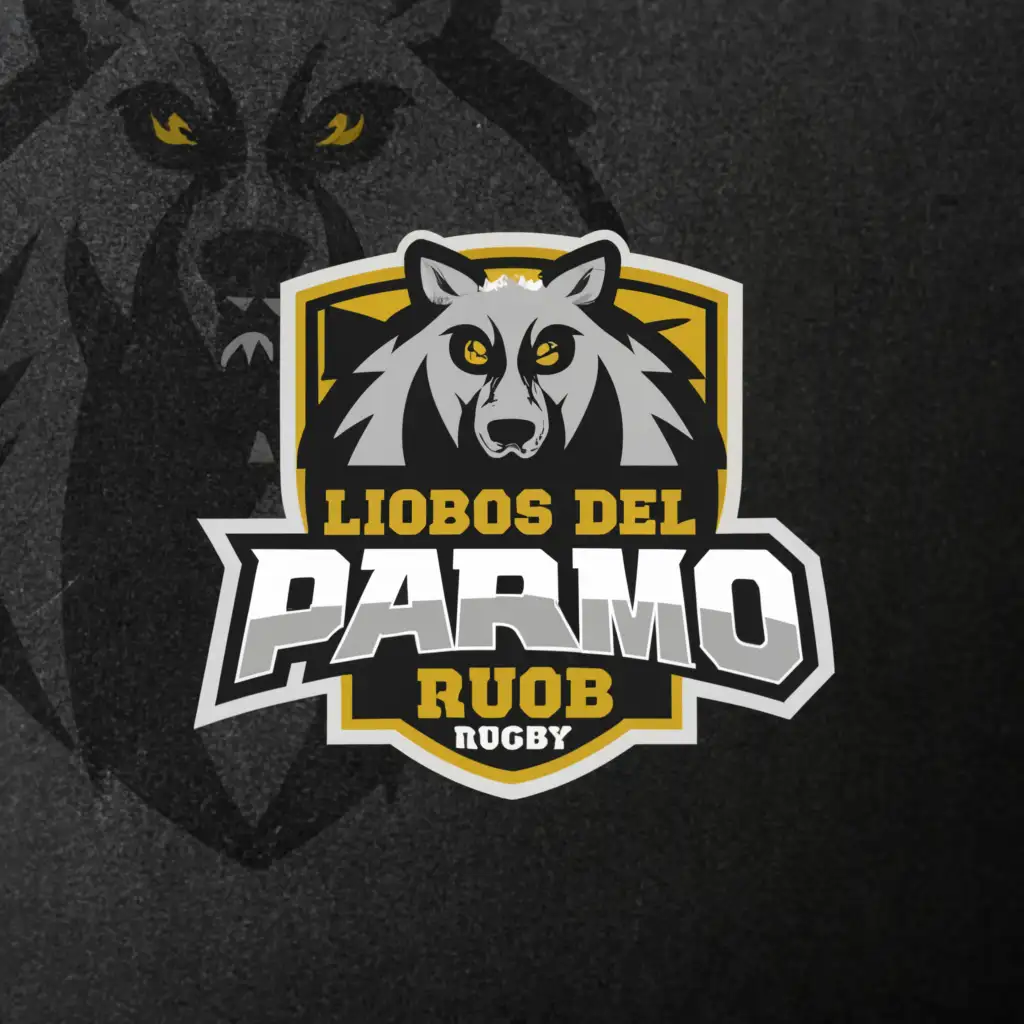 a logo design, with the text 'LOBOS DEL PARAMO RUGBY', main symbol: WOLF OF PARAMO, Moderate, clear background
circle