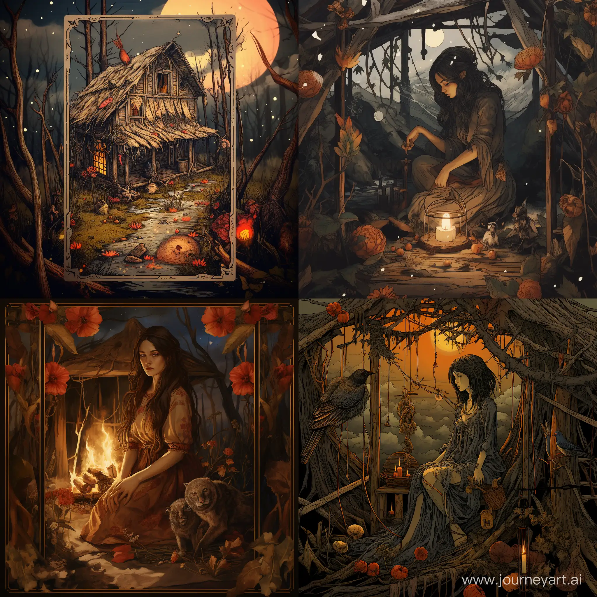 Witch-Building-Her-Magical-Hut-Tarot-Card-Art