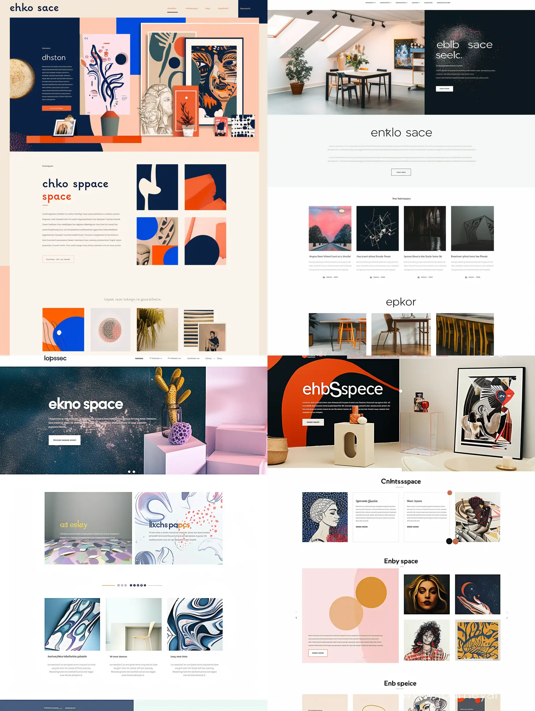 A homepage for a new groundbreaking art agency startup, empty space