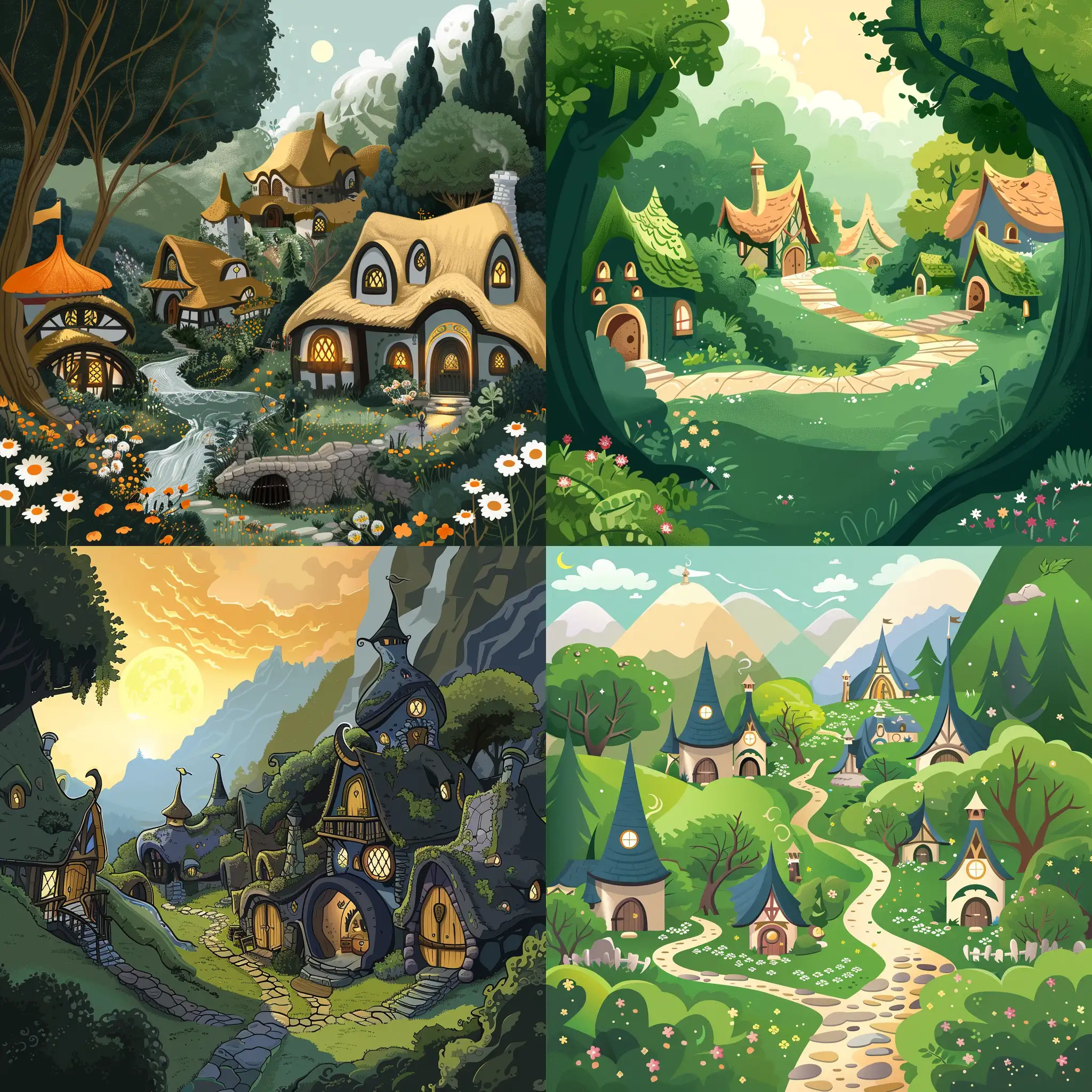 Elven-Village-Fantasy-Art-Vector-Illustration