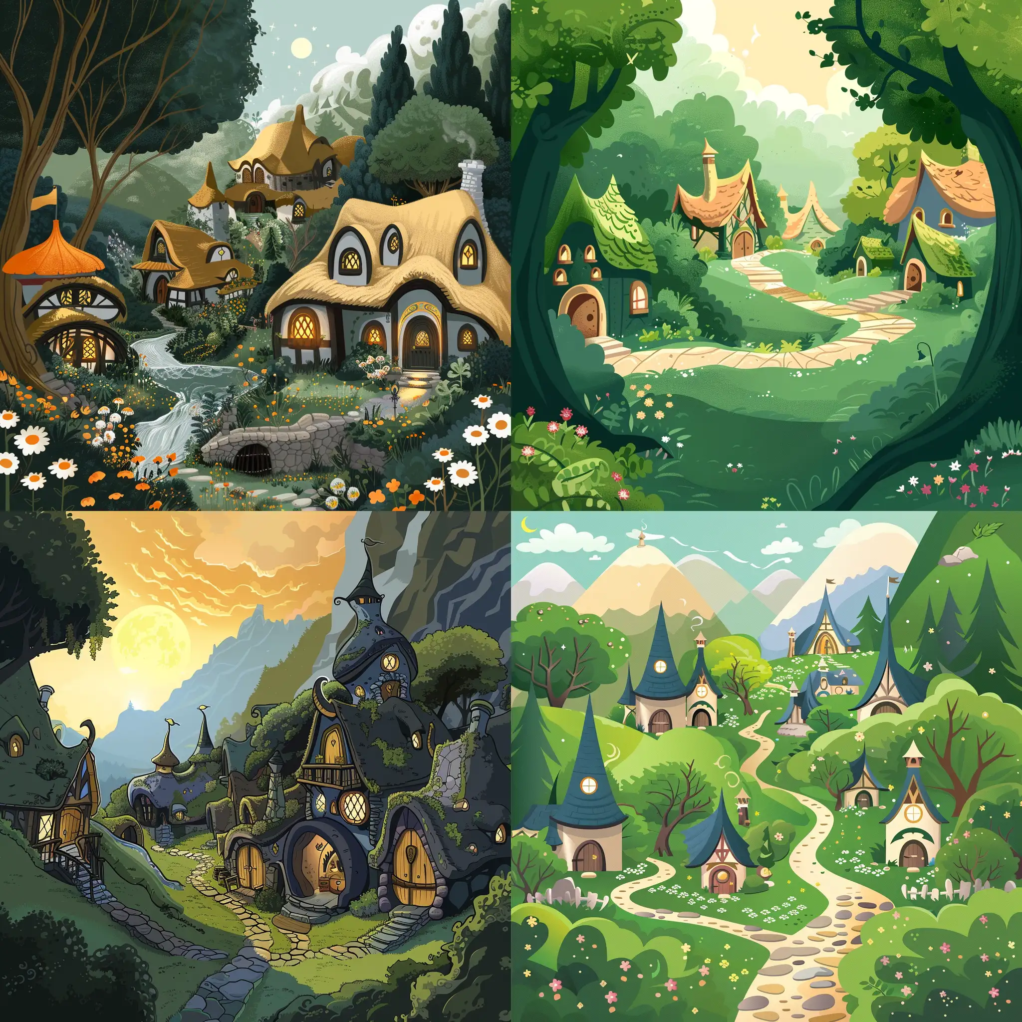 Elven Village Fantasy Art Vector Illustration | JourneyArt