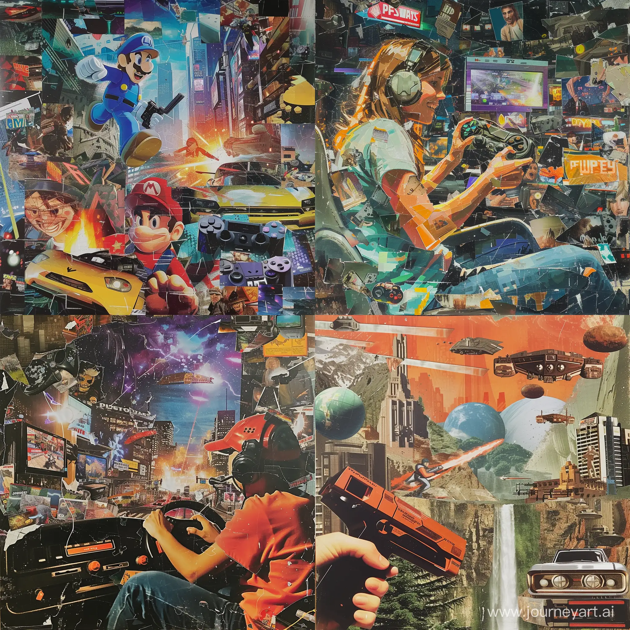 Vibrant-Video-Game-Collage-with-Pixel-Art-Elements