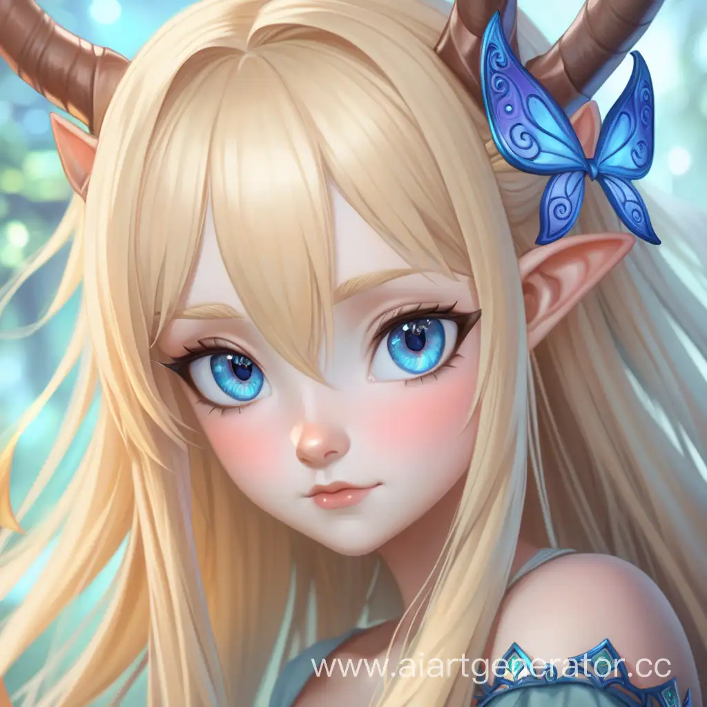 Enchanting-Fairy-with-Horns-and-Blonde-Hair-Amidst-Blue-Eyes