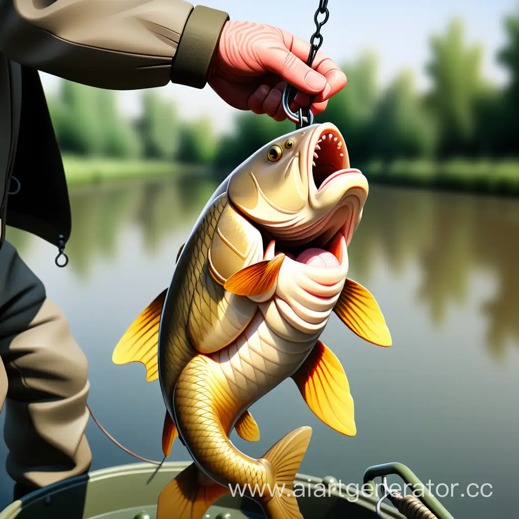 Catching-River-Carp-on-a-Fishing-Hook-Anglers-Triumph