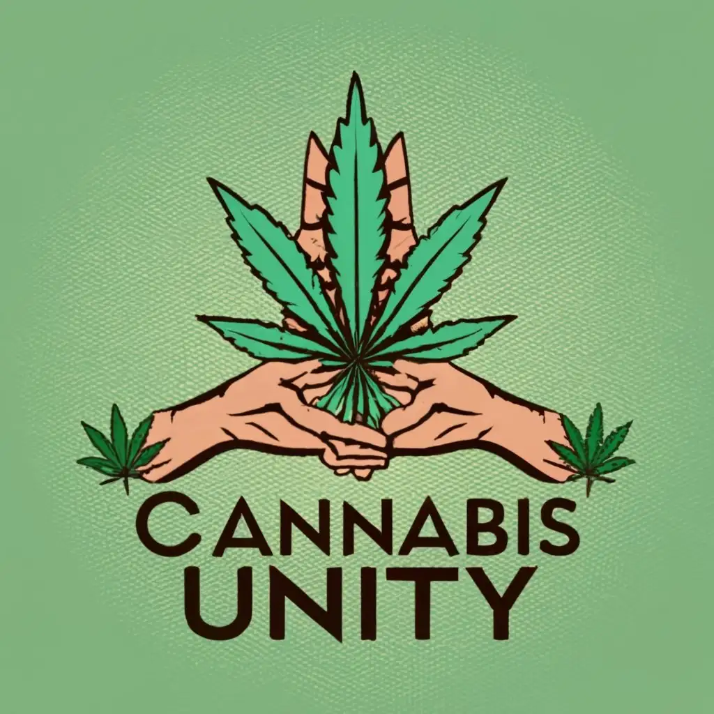 logo, Cannabis , with the text "Cannabis Unity, Mass", typography, two hands unity