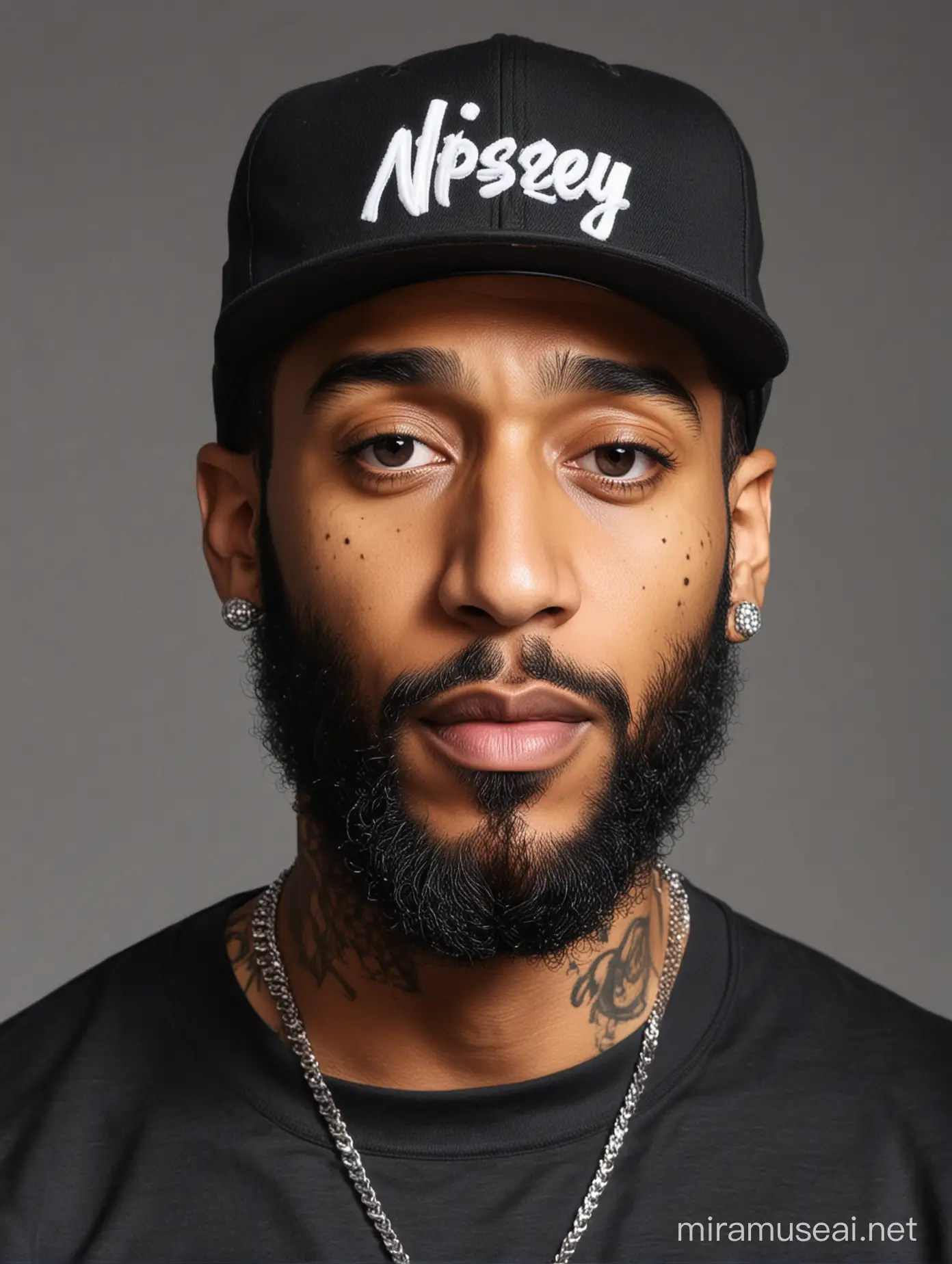 Nipsey Hussle Portrait with Snapback Hat