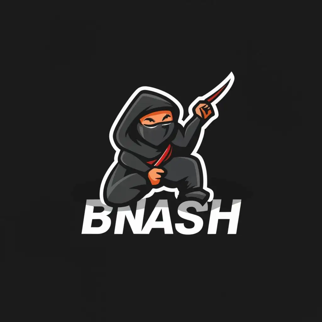 a logo design,with the text "bash", main symbol:ninja,Moderate,be used in Technology industry,clear background
