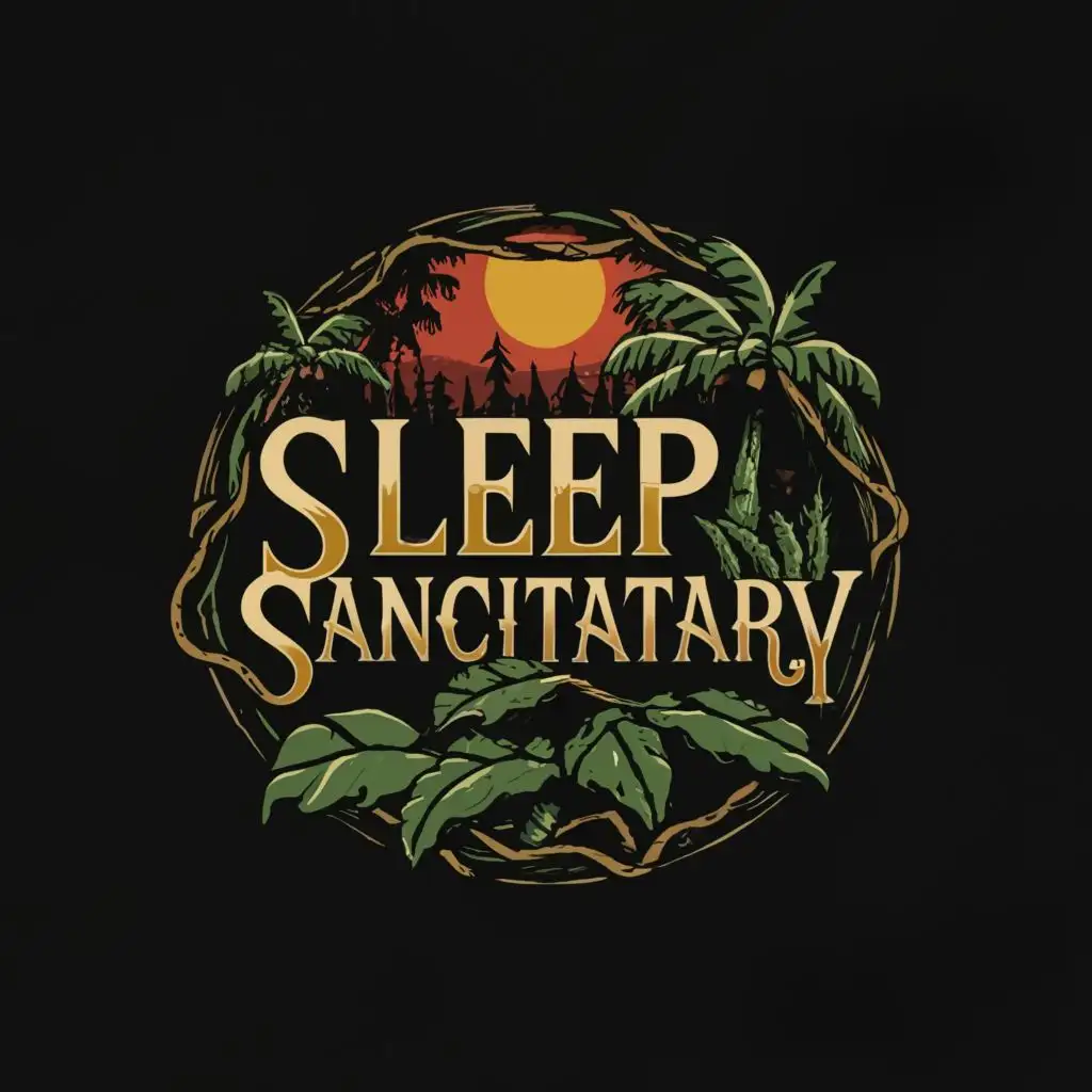 logo, Dark Jungle, with the text "SleepSanctuary", typography, be used in Entertainment industry