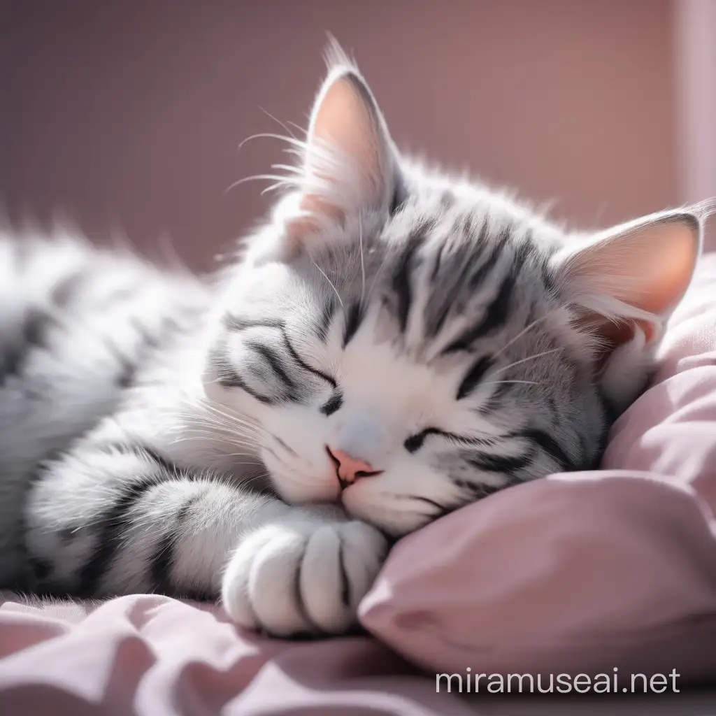 Adorable Sleeping Cat on Soft Blanket