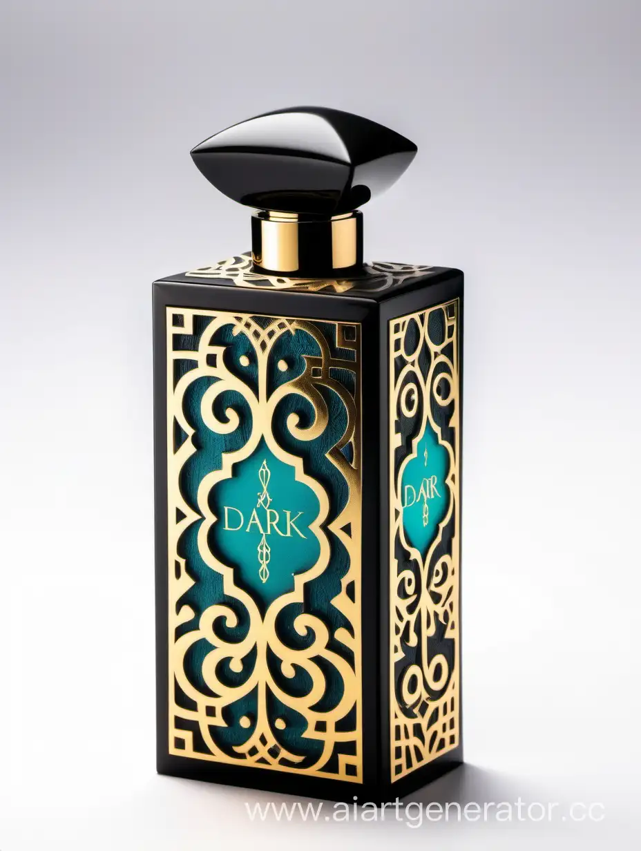 Elegant-Turquoise-and-Gold-Luxury-Perfume-Box-on-White-Background