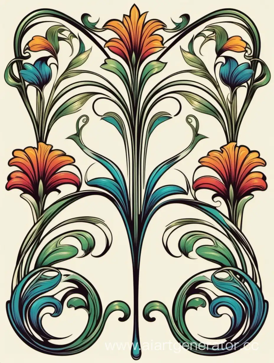 Art Nouveau multicolor Ornamental Graphic Accents, vector illustration, transparent background, vintage elements,