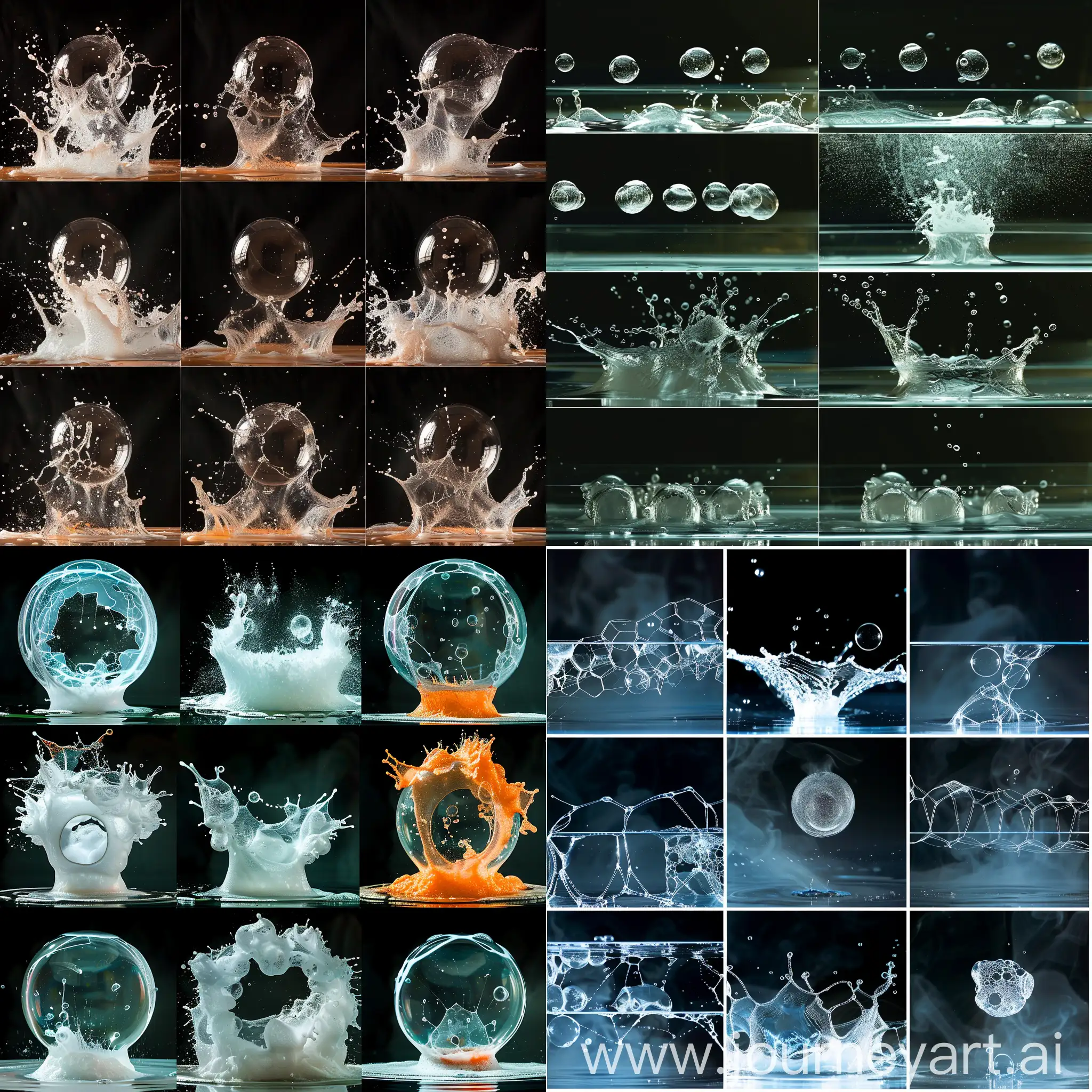 生成空化气泡破裂过程的一系列图片
