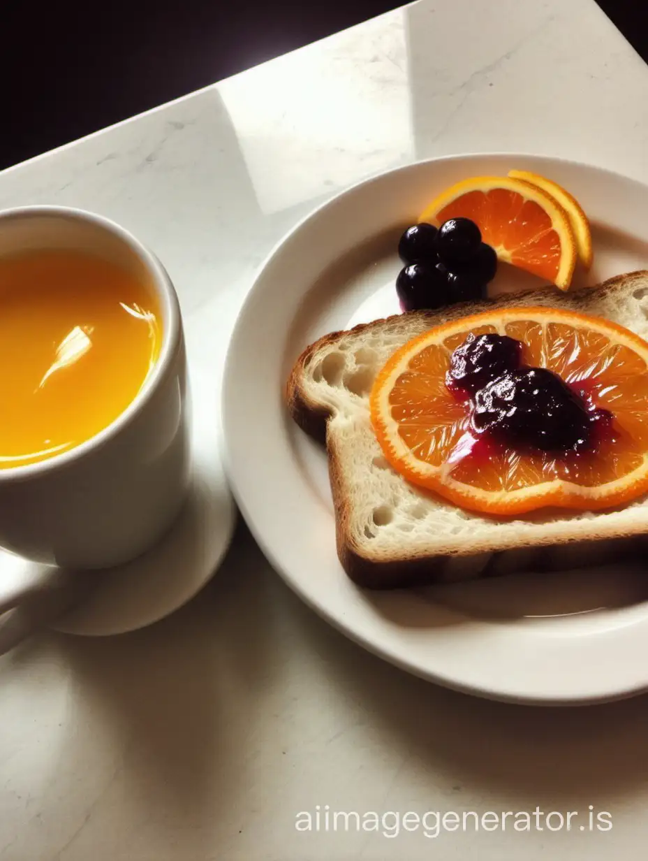 My Italian breakfast coffee orange juice roast bread and jam