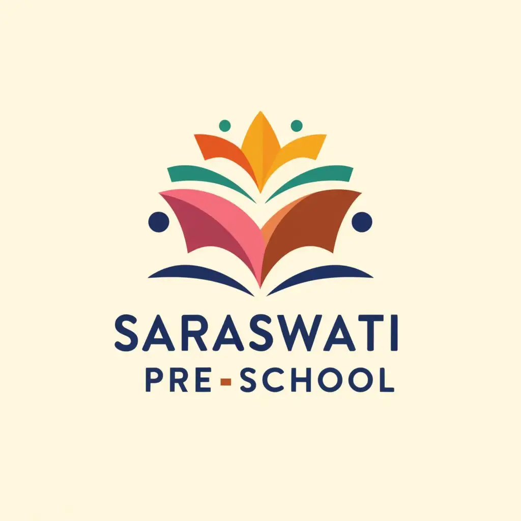 LOGO-Design-for-Saraswati-PreSchool-Educational-Excellence-with-Book-Symbol
