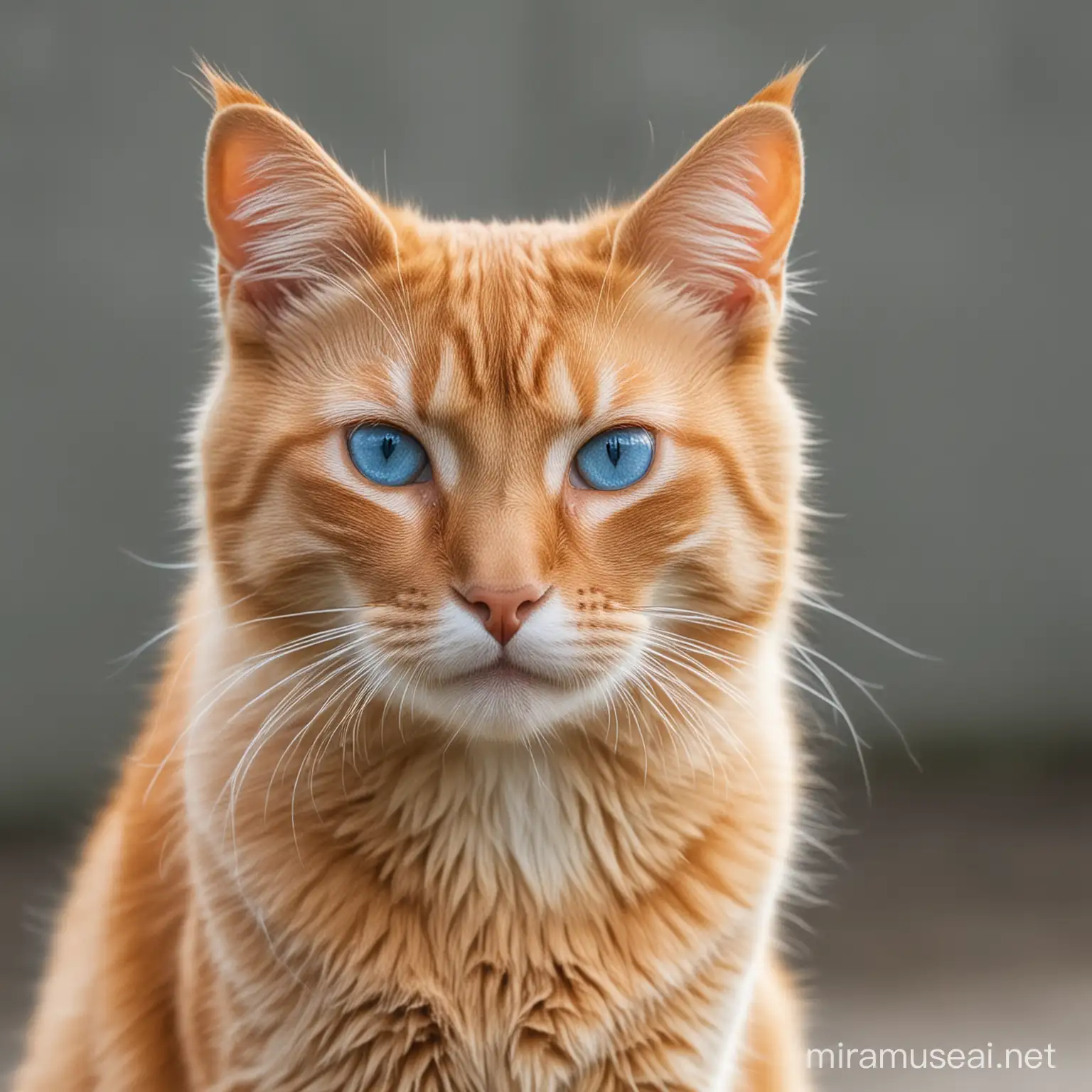 Un gato naranja con ojos azules