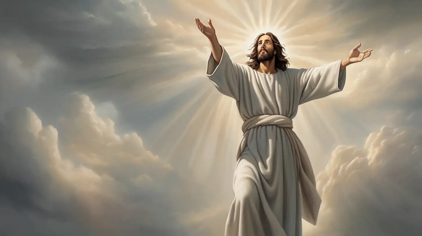 Emotional Depictions of Jesus Dynamic Moments on Cloudy Background