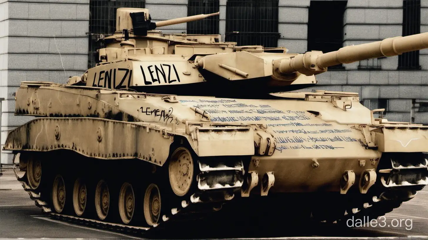 Lenzi written on a  tank 