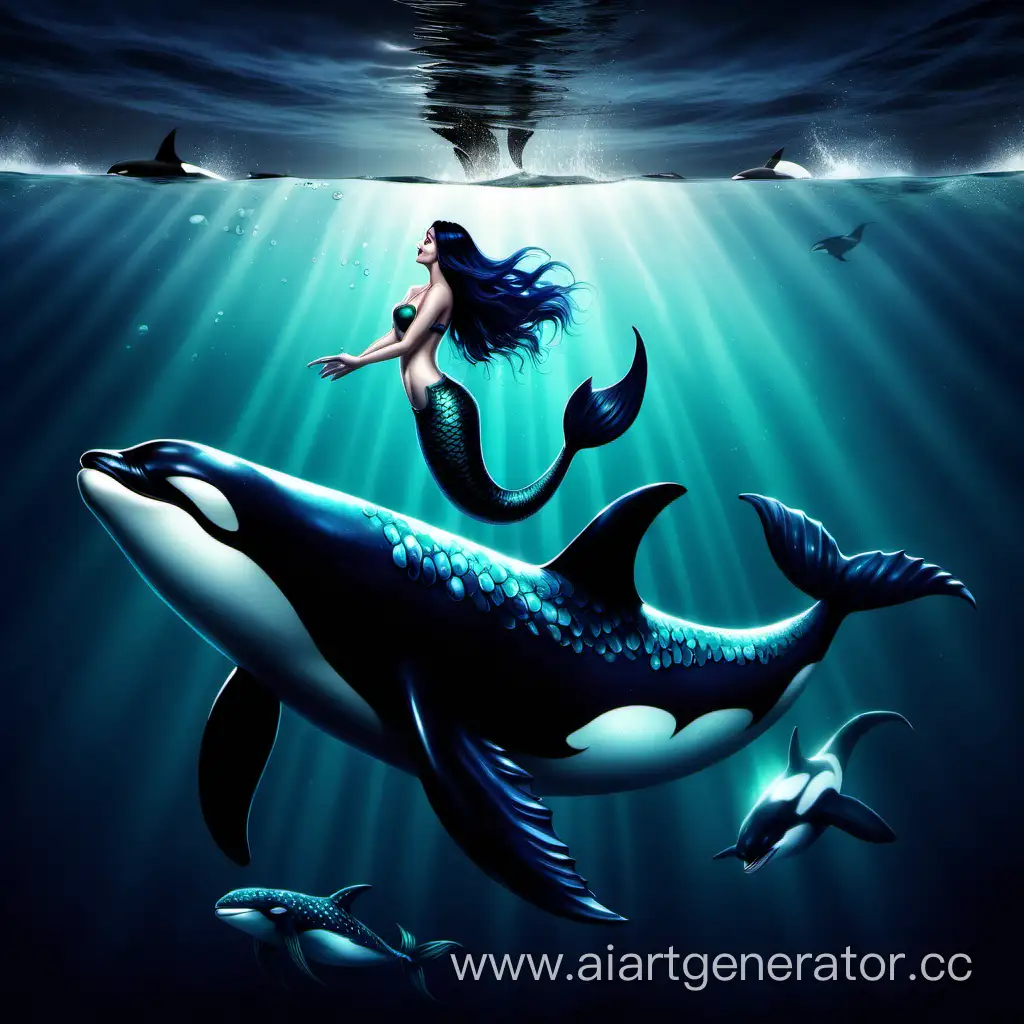 Graceful-Mermaid-Swimming-with-Majestic-Killer-Whale