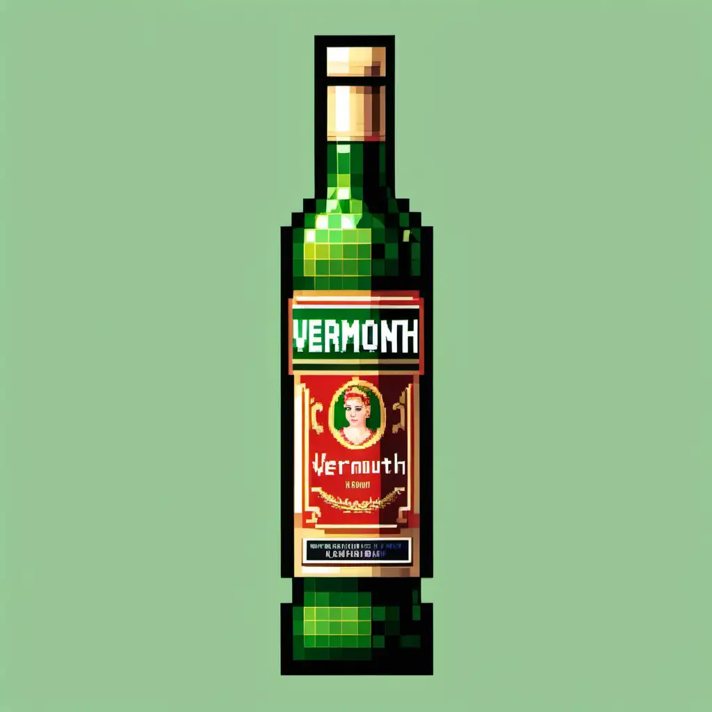 Colorful Pixel Art Vibrant Bottle of Vermouth
